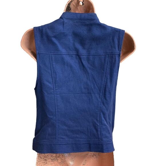 ROCK & REPUBLIC Women’s Blue Moto Studded Vest Size Medium - Picture 2 of 12